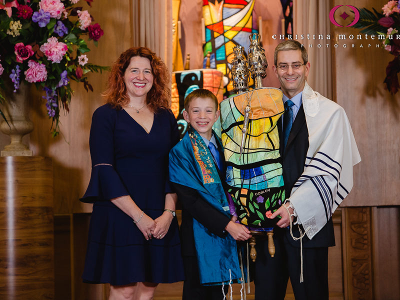 Tree of Life Pittsburgh Bar Mitzvah Boy with his parents and the Torah