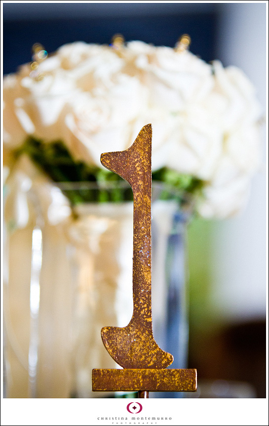 some of Melissa and Jason's beautiful blue and brown wedding details