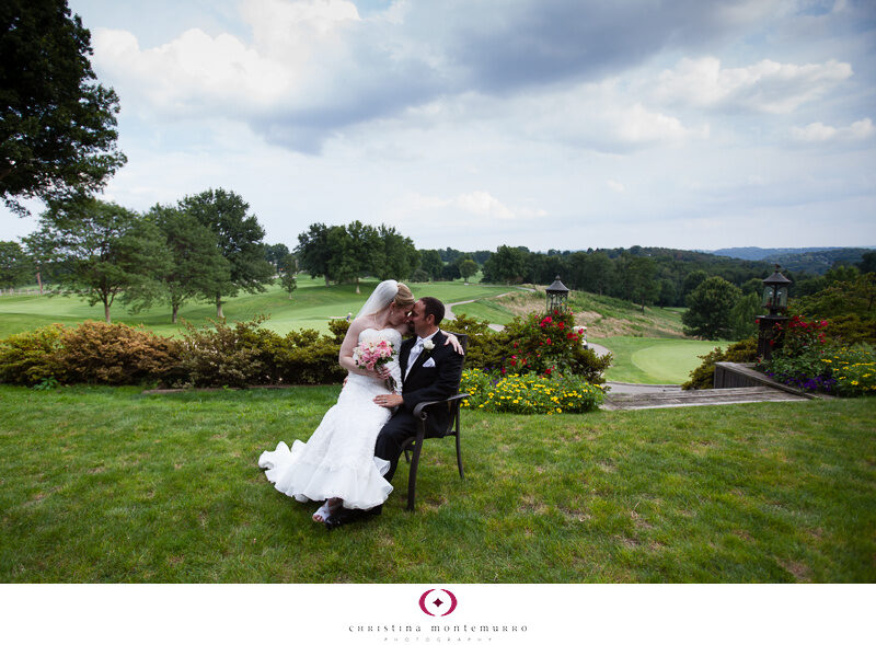 Katy Justin Pittsburgh Edgewood Country Club Wedding Reception Portrait on the Golf Course