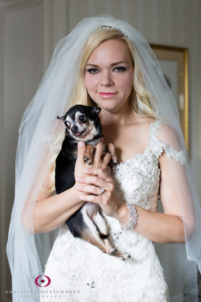 Bride with her Chihuahua Omni William Penn Hotel Pittsburgh Wedding Photography
