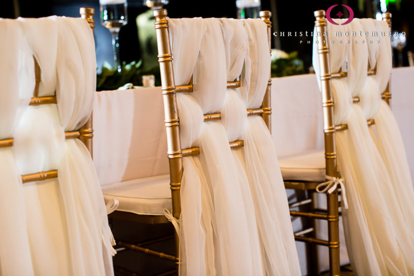 Gold Chiavari Chair with Ivory Fabric WovenOmni William Penn Pittsburgh Wedding Photography