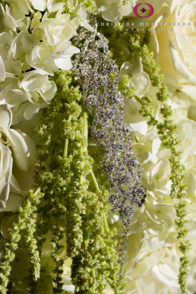 White Hydrangea Green Hanging Amaranthus Centerpiece Bridal Jewelry Pittsburgh Wedding Photography