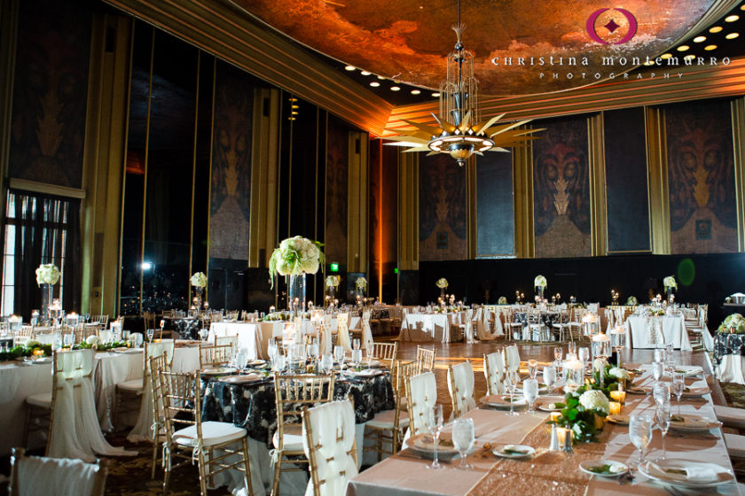 Black, White and Gold Wedding Reception Details Omni William Penn Urban Room Pittsburgh Wedding Photography