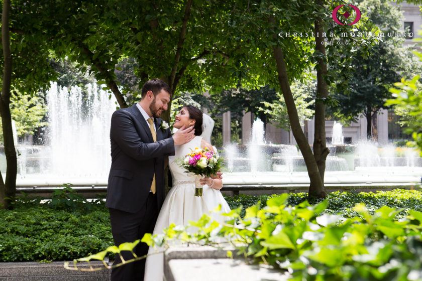 Pittsburgh Wedding Photos Bride and Groom Portrait Mellon Square Plaza