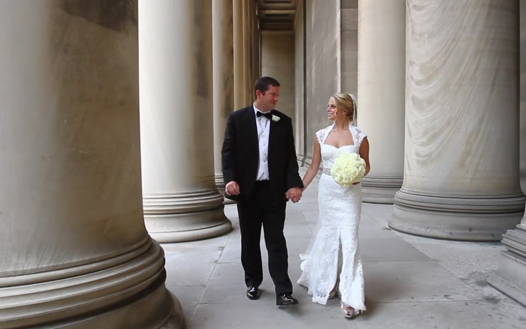 Bride and Groom at Mellon Institute Columns Pillars Pittsburgh