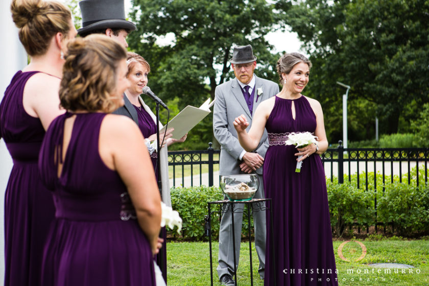 Bridesmaid in Purple Dress at Point State Park Wedding Ceremony
