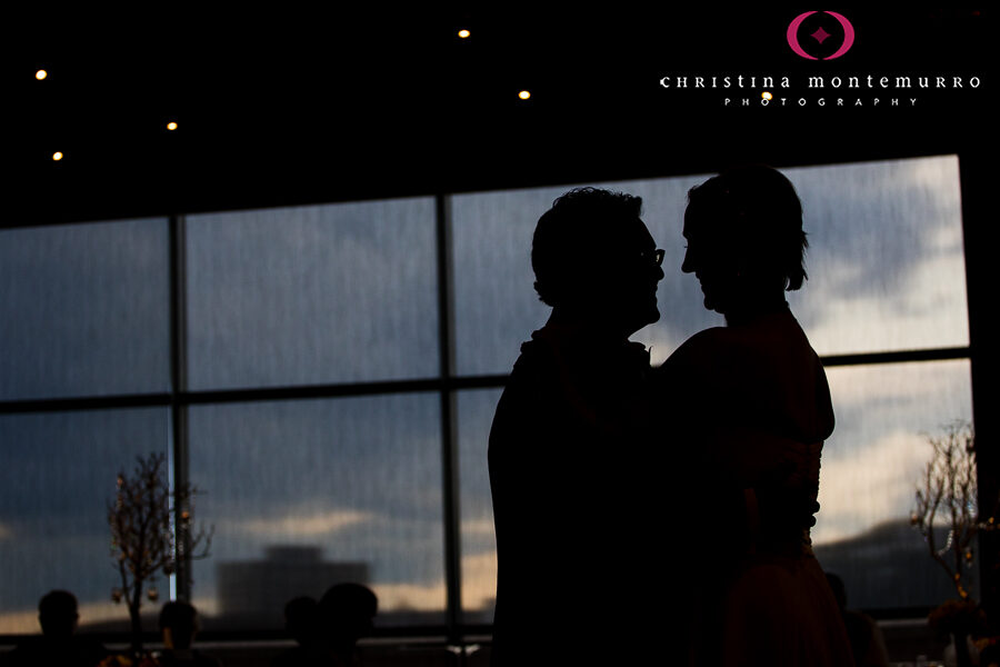 Silhouette Bride and Groom First Dance