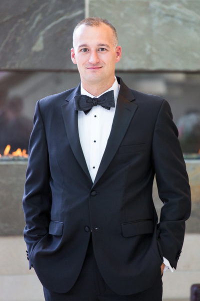 Handsome Groom in Fairmont Hotel Pittsburgh Lobby