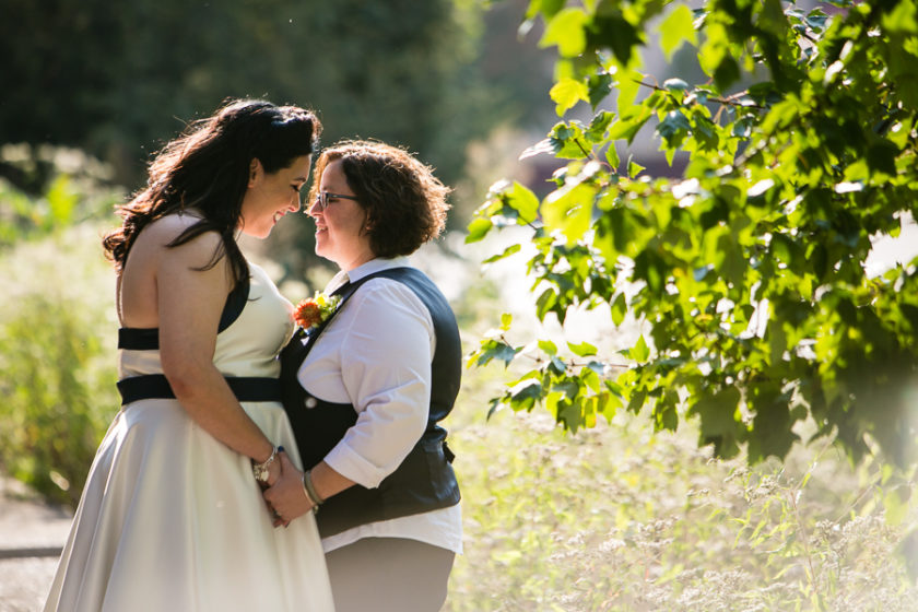 Two Happy Brides, Backlit by the Sun