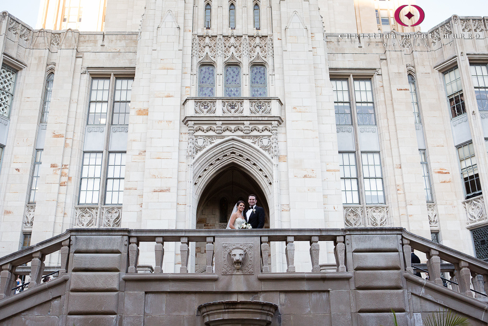 Bride and Groom at Cathedral of Learning Oakland