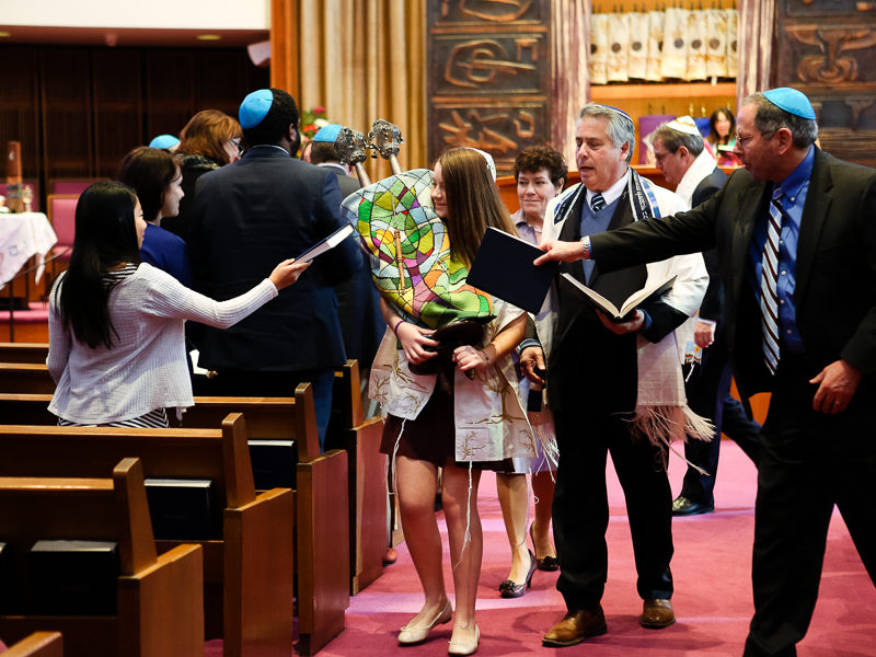 Pittsburgh Temple Sinai Bat Mitzvah walking through the congregation