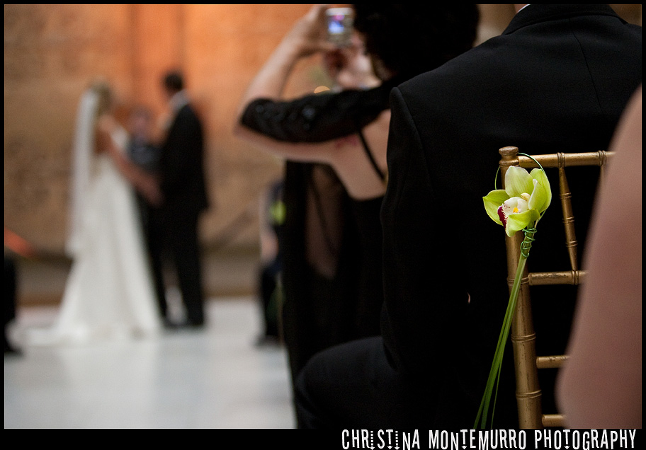 Orchid in the Aisle during the Wedding Ceremony at the Carnegie Museum  Hall of Architecture 