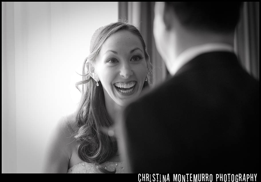 Pittsburgh wedding photographer first look Sheraton Station Square