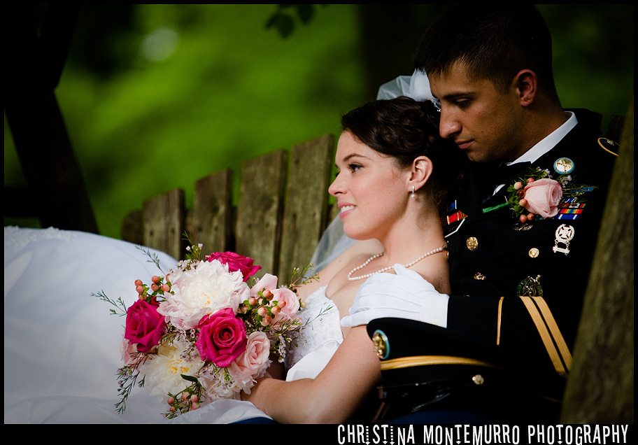Springwood Conference Center Wedding Photography Pittsburgh Bride and Groom on Bench