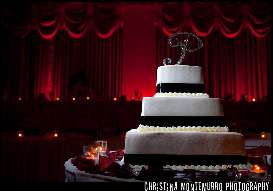 Pittsburgh Airport Marriott Wedding Photographer - Wedding Cake - Reception Lighting