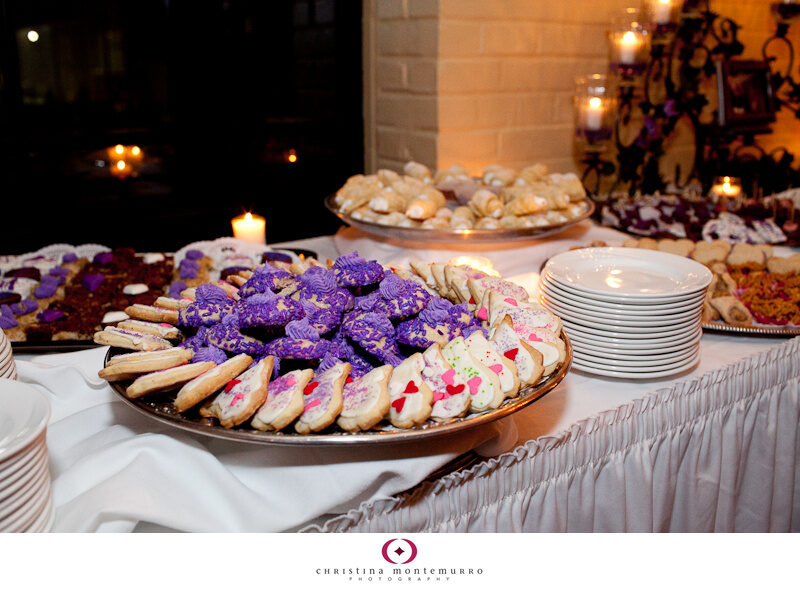 Pittsburgh cookie table tradition purple theme Edgeworth Club wedding Sewickley