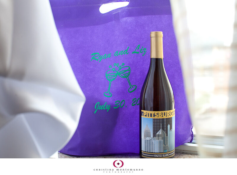Purple personalized gift bag Pittsburgh yinzer blanc wine bottle