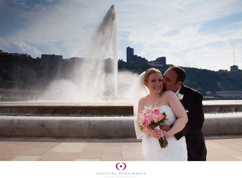 Katy Justin Bride and Groom Wedding Portrait Point State Park Fountain Pittsburgh