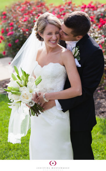 Lindsey Dan bride and groom wedding portrait Pittsburgh white rose bouquet