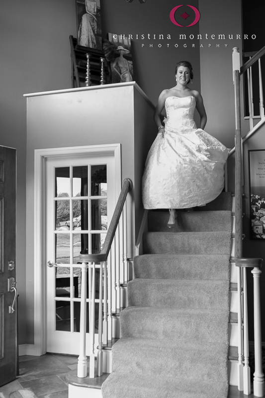 Bride coming down the stairs Pittsburgh Wedding Photography