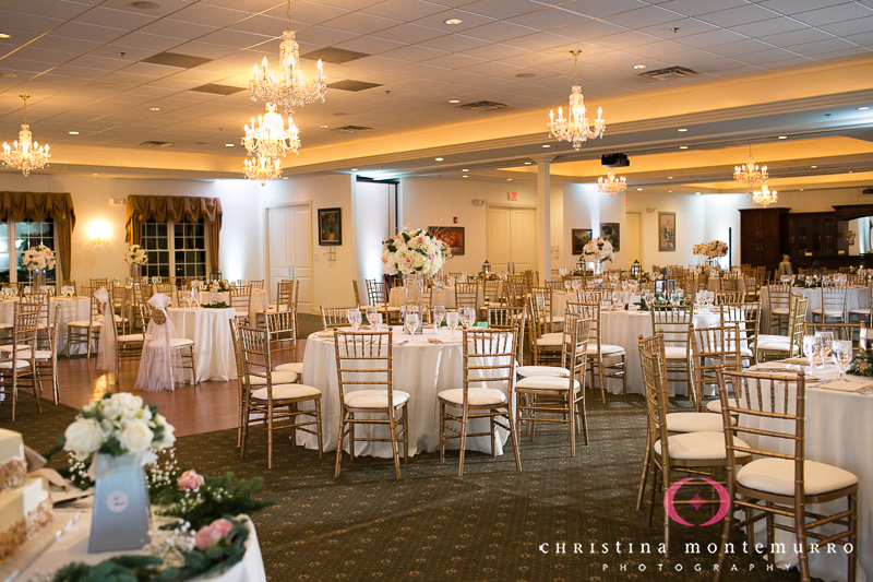 Lantern, Pine Cone and Floral Wedding Reception Centerpieces at Twelve Oaks Mansion