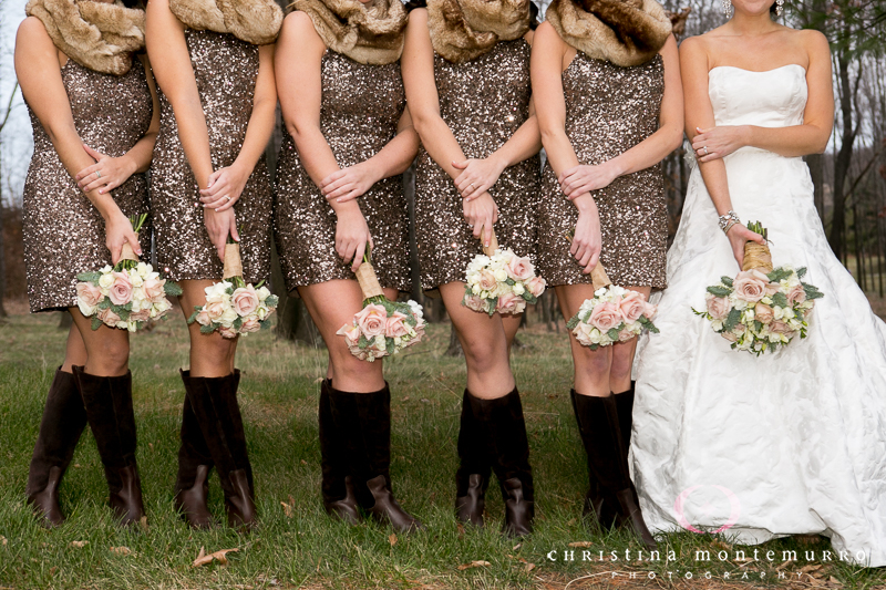 Gold Sequin Bridesmaid Dresses white and pink bouquets Dragonfly Florist Pittsburgh Wedding Photography