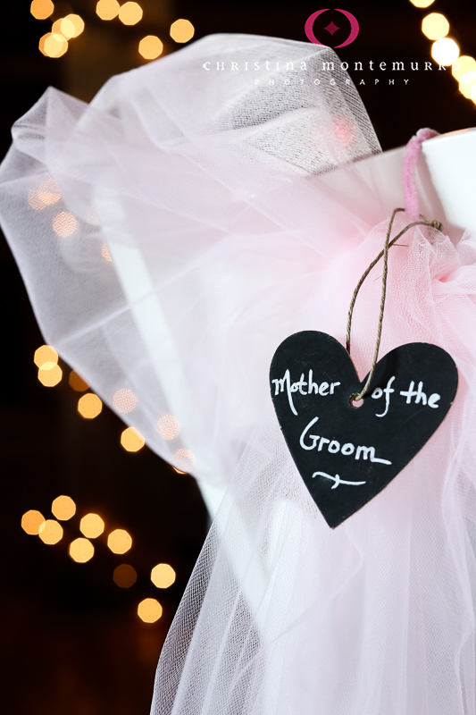 Tulle Chair Ribbong and nametag Armstrong Farms Fieldstone Barn Pittsburgh Wedding Photography