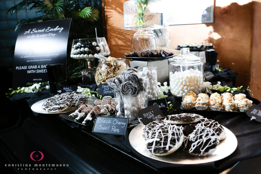 Dessert Table Black and White Wedding Reception Details Edgewood Club Pittsburgh Wedding Photography