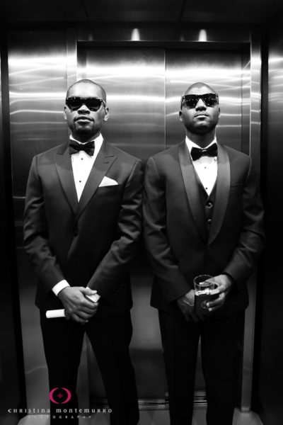 Groom and Best Man Men in Black Elevator Pittsburgh Wedding Photography