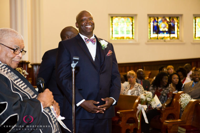 Groom Waiting for Bride to Walk Down the Aisle St. Paul Baptist Church Pittsburgh Wedding Photography -10