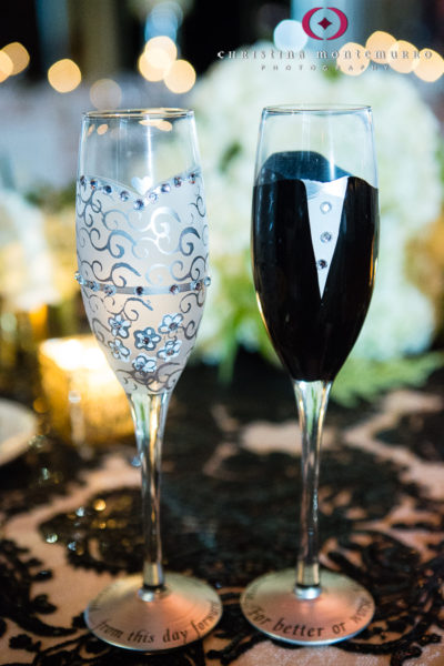 Bride and Groom Tuxedo Champagne Toasting Flutes Omni William Penn Urban Room Pittsburgh Wedding Photography