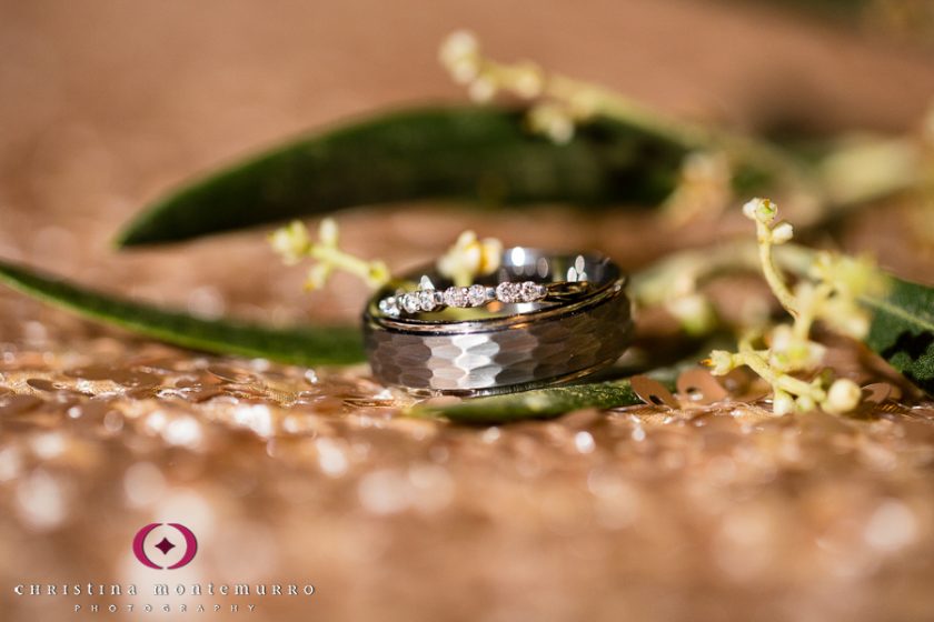 Wedding Ring Gold Sequin Linen Olive Branch