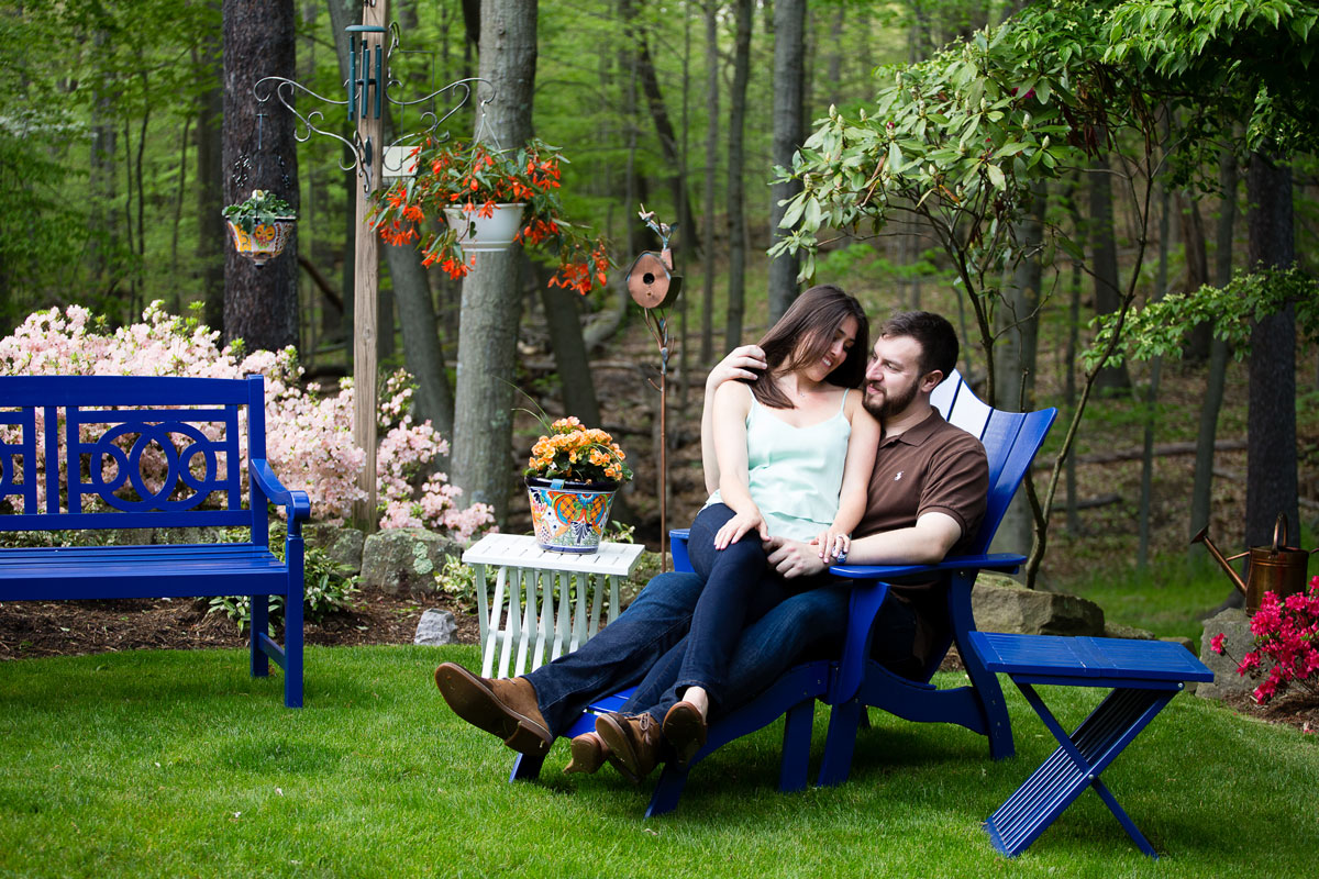 Christina Montemurro Engagement Portfolio - couple on blue chairs