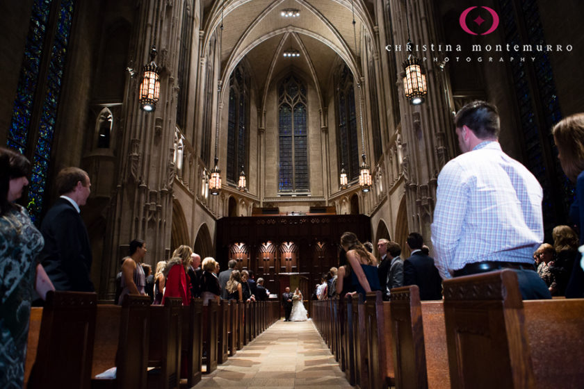 Bride and Father of the Bride Walking Down the Aisle at Heinz Chapel Wedding University of Pittsburgh