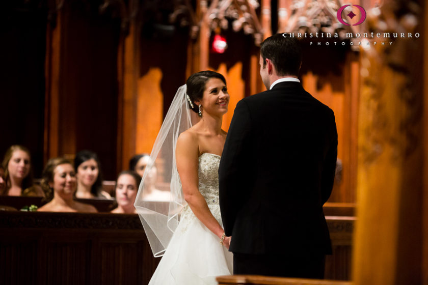 Bride and Groom Exchanging Vows at Heinz Chapel University of Pittsburgh Wedding