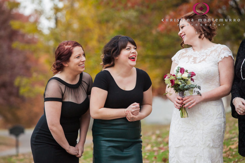 Bride and her sisters Laughing