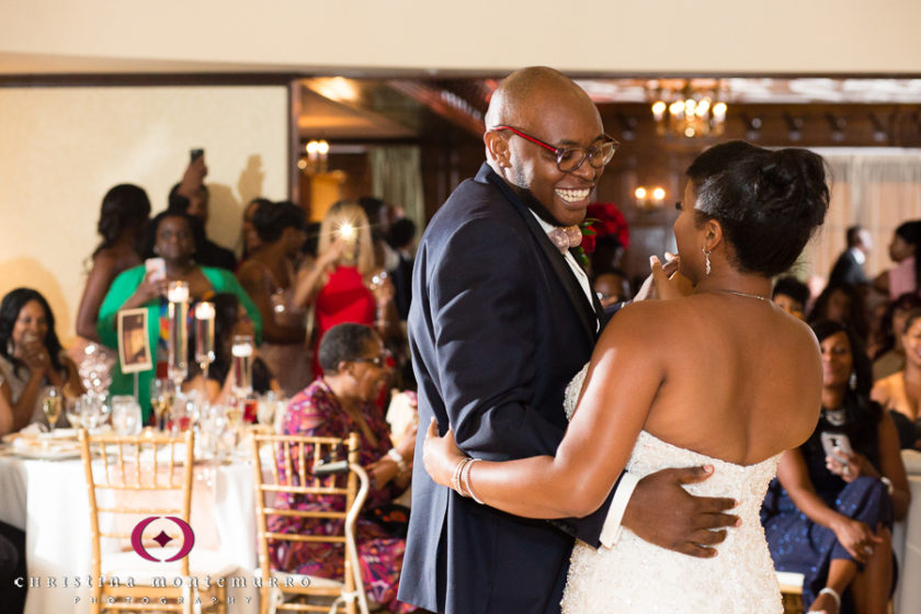 Bride and groom first dance at Bob and Delores Hope Room Omni William Penn