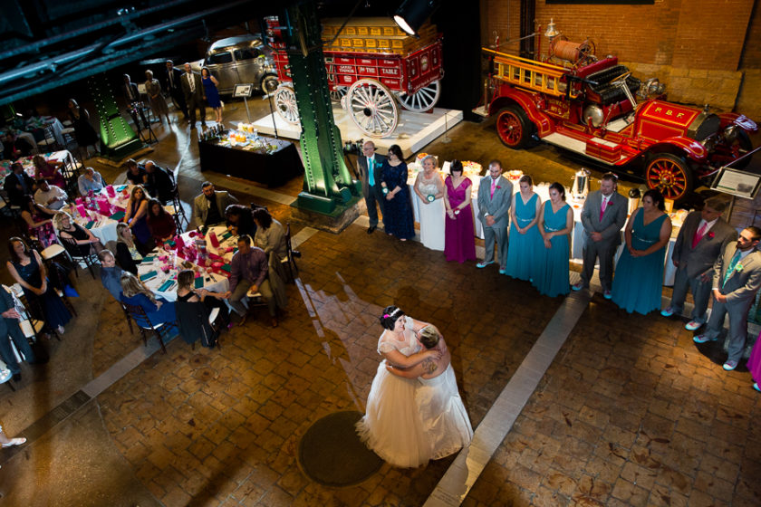 Brides Enjoying their first dance in the Great Hall at the Heinz History Center