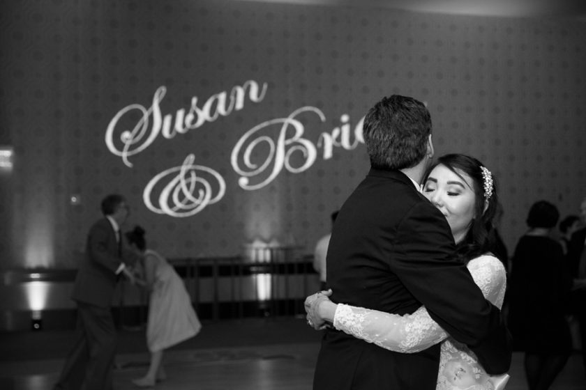 Bride and Groom at the end of Fairmont Pittsburgh Hotel Wedding Reception