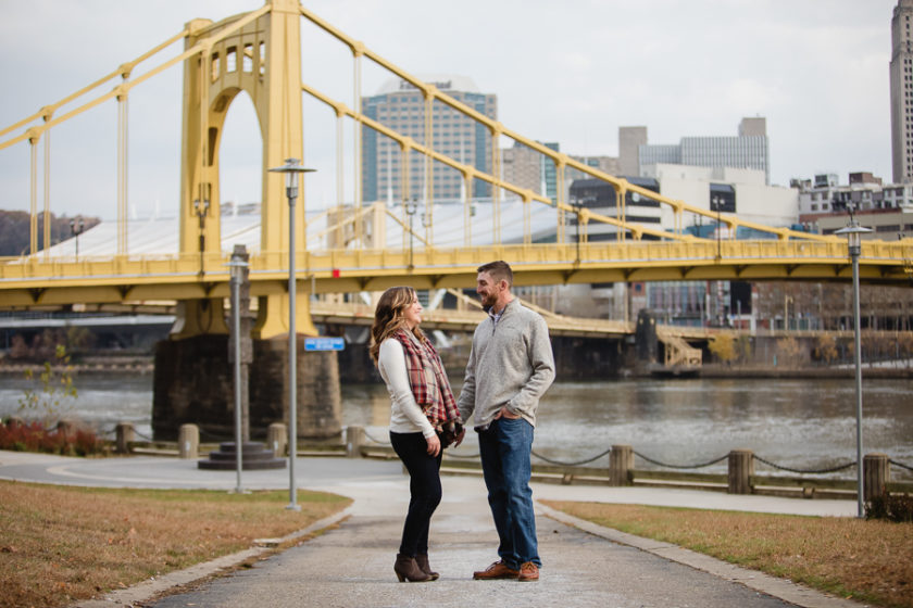 Engagement Session with the Andy Warhol Bridge in the background
