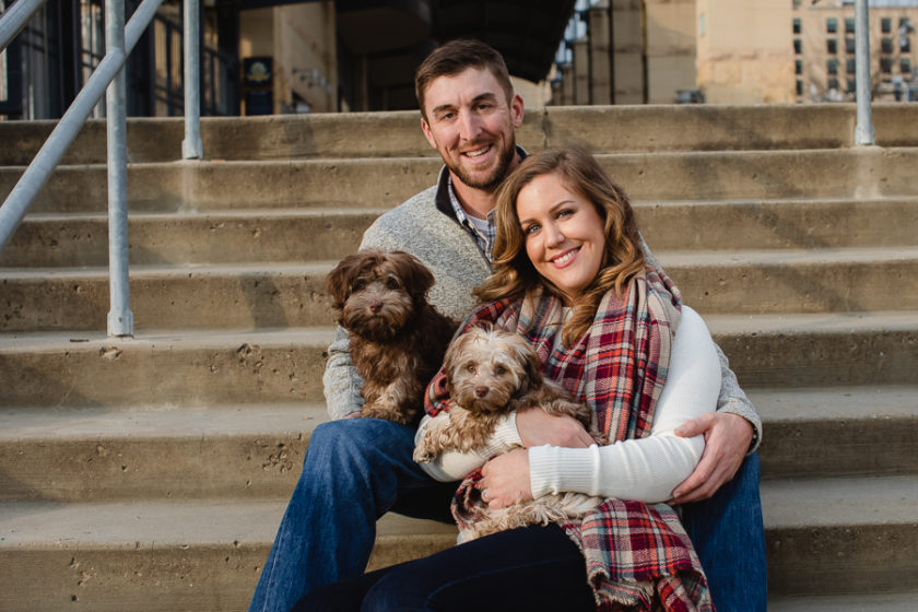 Engagement Pictures in Pittsburgh with Two Dogs