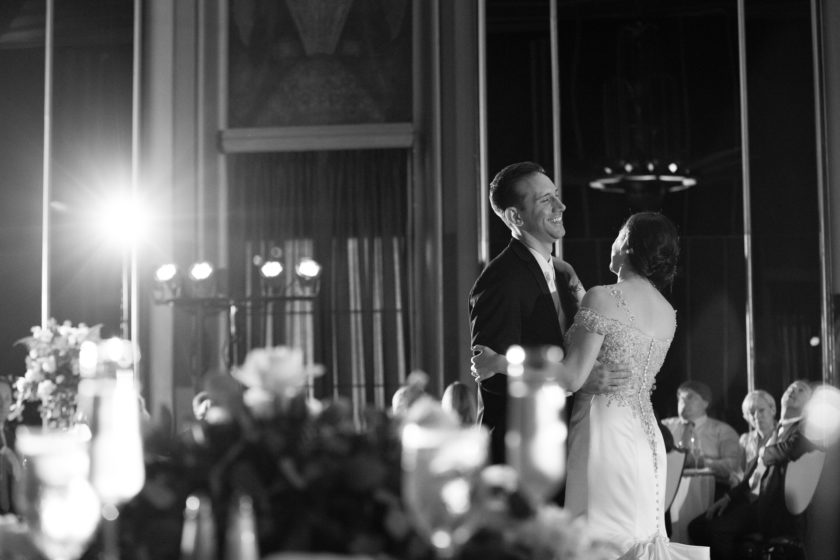 Bride and groom first dance at Omni William Penn Urban Room Pittsburgh