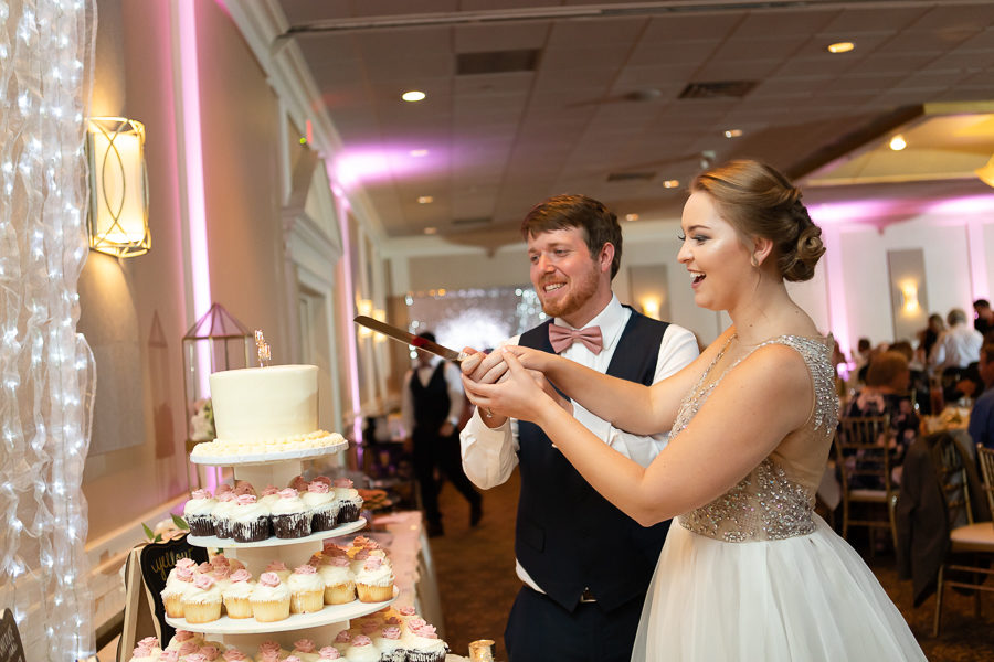 Bride and Groom with Cupcake Tower