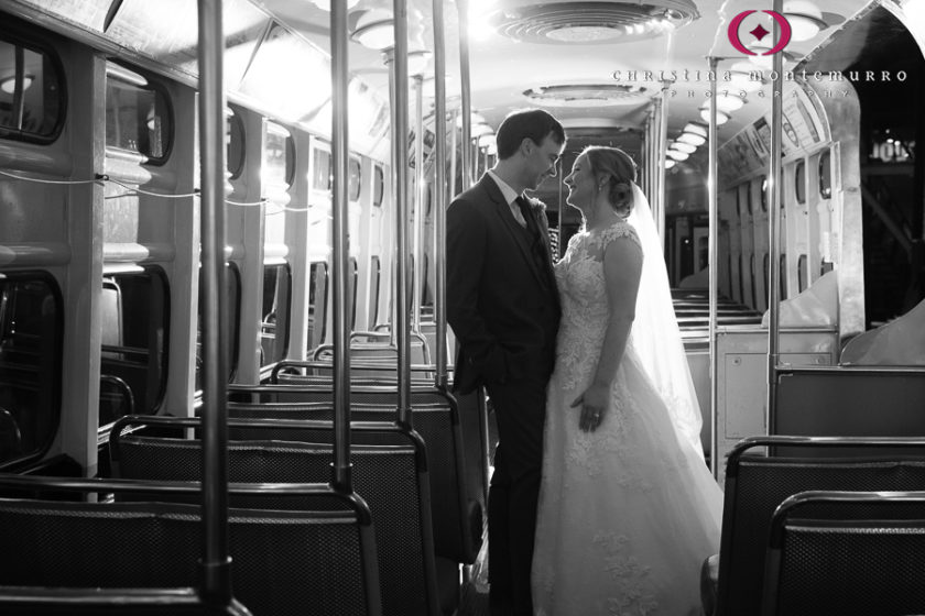 Bride and Groom in Trolley at Heinz History Center