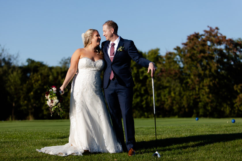 Bride and Groom with Golf Club
