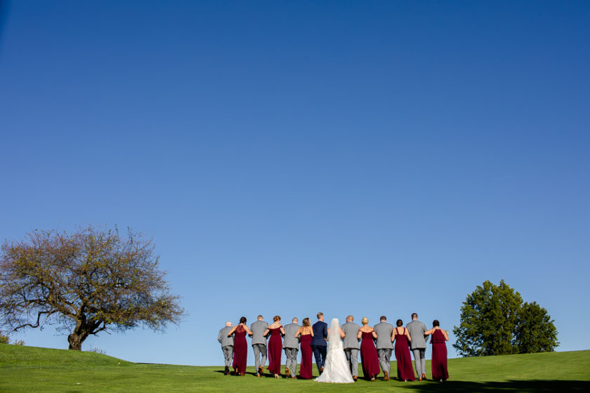 Bridal Party with Big Blue Sky at Shannopin Country Club