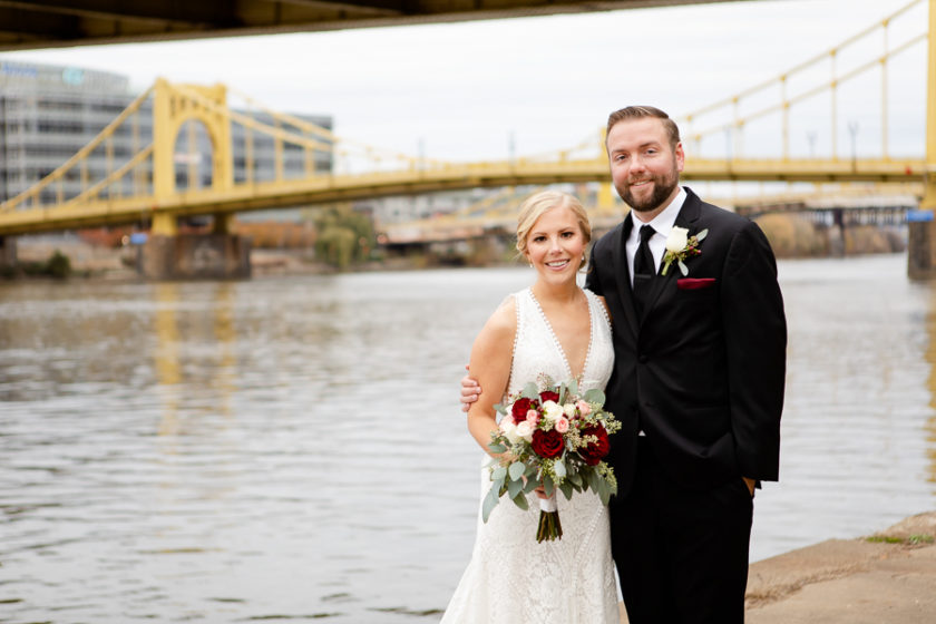 Bride and Groom Portrait at Pittsburgh Riverfront