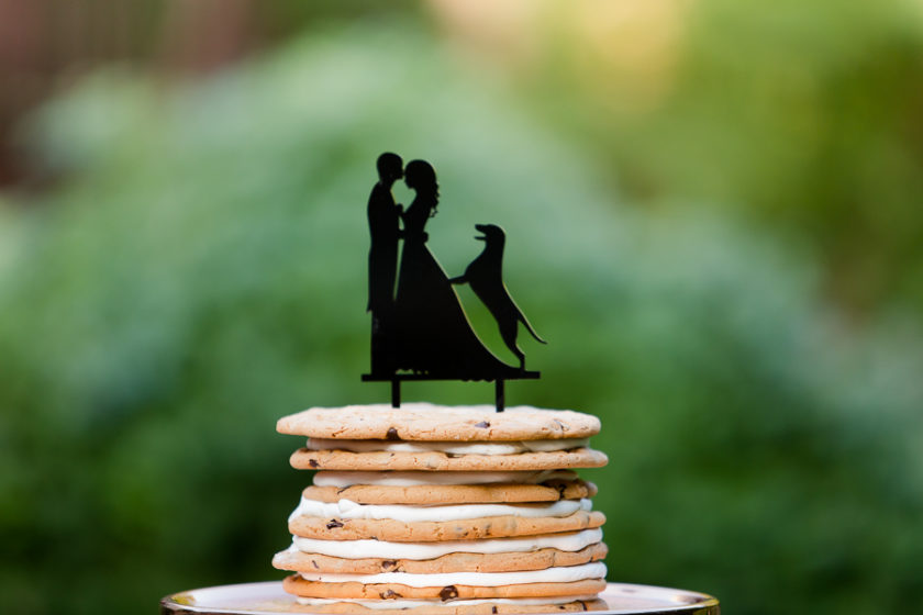 Wedding cookies with dog topper